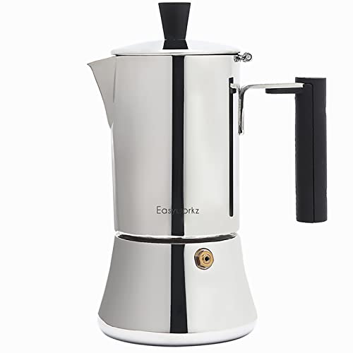 Easyworkz Pedro Stovetop Espresso Maker 4Cup 200ml Stainless Steel Italian Coffee Machine Maker Moka Pot Induction Espresso Pot