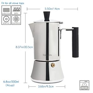 Easyworkz Pedro Stovetop Espresso Maker 4Cup 200ml Stainless Steel Italian Coffee Machine Maker Moka Pot Induction Espresso Pot