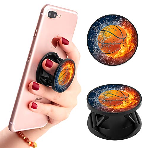 Ufbara Water Fire Basketball Phone Finger Expanding Stand Holder Kickstand Hand Grip Widely Compatible with Almost All Phones and Cases