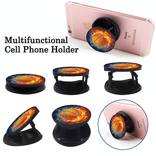 Ufbara Water Fire Basketball Phone Finger Expanding Stand Holder Kickstand Hand Grip Widely Compatible with Almost All Phones and Cases