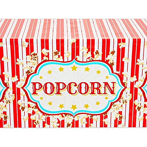 BLUE PANDA Popcorn Tablecloths for Movie Night, Carnival Party Supplies (54 x 108 in, 3 Pack)