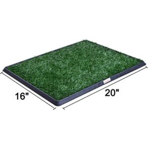 LOOBANI Dog Grass Pad with Tray Large, Indoor Dog Potties for Apartment and Patio Training, with 2 Packs Dog Grass Pee Pads for Replacement(16" x 20")