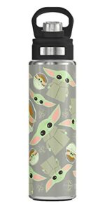tervis star wars-the mandalorian child pattern triple walled insulated tumbler, 24 oz wide mouth bottle, stainless steel