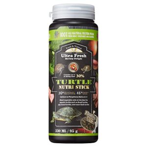 ultra fresh - turtle nutri stick, wild sword prawn, calcium & vitamin d enriched aquatic turtle food with probiotics for picky turtles, made from all natural ingredients 3.35 oz