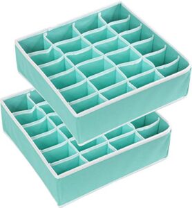 simple houseware 2 pack closet socks organizer, 24 cell drawer divider, turquoise