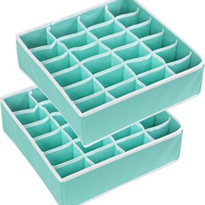 Simple Houseware 2 Pack Closet Socks Organizer, 24 Cell Drawer Divider, Turquoise