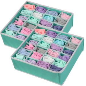 Simple Houseware 2 Pack Closet Socks Organizer, 24 Cell Drawer Divider, Turquoise