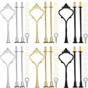 6 sets cake stand fittings hardware fittings cake tray holder 3 tiers cake stand mold crown for resin crafts diy making cupcake serving stand decoration (black, gold, silver)