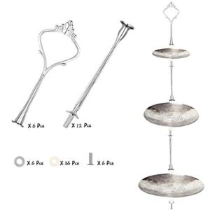 6 Sets Cake Stand Fittings Hardware Fittings Cake Tray Holder 3 Tiers Cake Stand Mold Crown for Resin Crafts DIY Making Cupcake Serving Stand Decoration (Black, Gold, Silver)