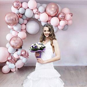 170 Pcs Balloons Garland Arch Kit 4D Pink Macaron Colors Birthday Party Balloons Rose Gold Confetti Balloons for Wedding Decorations Bridal Shower Holiday Anniversary Party Decorations