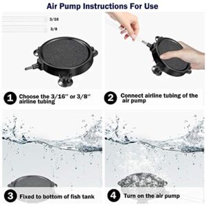 4 Pieces 4 Inch Air Stone Disc Bubbler Diffuser with 12 Pieces Suction Cups for Aquarium Hydroponics Fish Tank Air Pump Round Aquarium Air Stone Kit