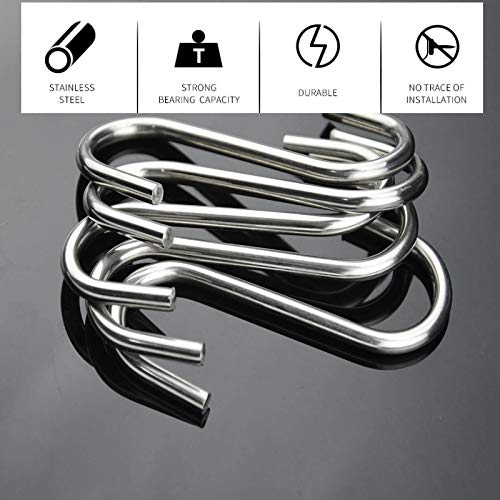 S Hooks for Hanging, Stainless Steel S Hooks, S Shaped Heavy Duty Hanging Hanger Closet Hooks for Jeans, Kitchen, Bathroom, Plants, 10 Pack, 4.3"