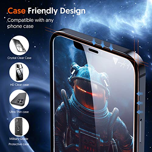 Fotbor for iPhone 12 Pro Privacy Screen Protector, iPhone 12 Privacy Screen Protector [2X Anti-Spy] [Shatterproof] Full Coverage 9H Tempered Glass Screen Protector for Apple iPhone 12 / iPhone 12 Pro 6.1"-2 Pack