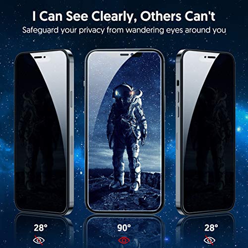 Fotbor for iPhone 12 Pro Privacy Screen Protector, iPhone 12 Privacy Screen Protector [2X Anti-Spy] [Shatterproof] Full Coverage 9H Tempered Glass Screen Protector for Apple iPhone 12 / iPhone 12 Pro 6.1"-2 Pack