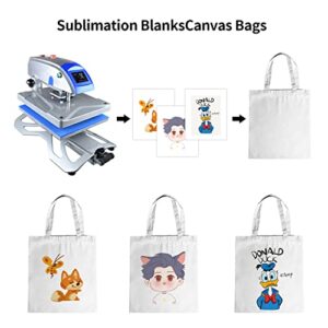 UOhost 8 PCS 100% Polyester Sublimation Blank Canvas Tote Bags with Zipper for Women Kids Gift，Resuable Washable