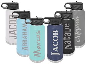 personalized stainless steel water bottle - double vacuum insulated - thermos hydration bottle - custom thermoflask 30oz - name monogrammed - customized gifts for men & women - engraved by froolu