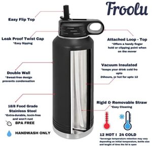 Personalized Stainless Steel Water Bottle - Double Vacuum Insulated - Thermos Hydration Bottle - Custom Thermoflask 30oz - Name Monogrammed - Customized Gifts for Men & Women - Engraved by Froolu