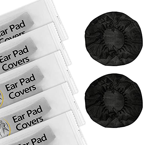 Geekria 50 Pairs Individually Wrapped Disposable Headphones Ear Cover for Over-Ear Headset Earcup, Stretchable Sanitary Ear Pads Cover, Hygienic Ear Cushion Protector (M/Black)