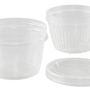 HOME-X Clear Plastic Storage Container with Removable Strainer and Lid, Small Food Storage Container, 1-Cup Capacity, 4 ½” L x 3 ½” W x 3 ¼” H, Opaque