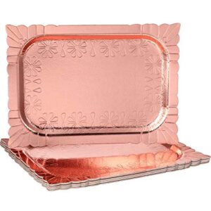 8 pieces rose gold serving trays and platters disposable safe paper plates for cake cupcake fruit dessert display holder for wedding bridal shower birthday party favors supplies 9.4 x 13.4 inch