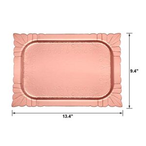 8 Pieces Rose Gold Serving Trays and Platters Disposable Safe Paper Plates for Cake Cupcake Fruit Dessert Display Holder for Wedding Bridal Shower Birthday Party Favors Supplies 9.4 x 13.4 Inch
