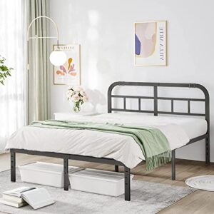 comasach king bed frame with headboard, 14 inch high 3500lbs heavy duty steel slats support metal bed platform no box spring needed,noise-free,easy assembly-black
