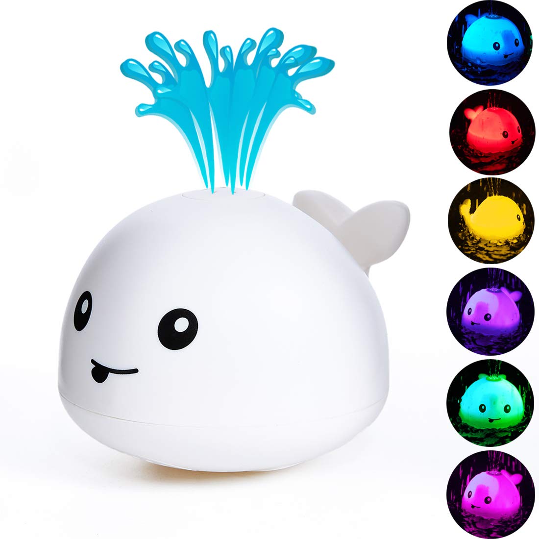 Bath Toys Water Spraying Whale Squirt Toy LED Light Up Bath Toys Bathtub Shower Pool Bathroom Toy for Baby Toddlers 1-3 Infant Kids Water Toys