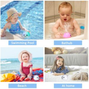 Bath Toys Water Spraying Whale Squirt Toy LED Light Up Bath Toys Bathtub Shower Pool Bathroom Toy for Baby Toddlers 1-3 Infant Kids Water Toys