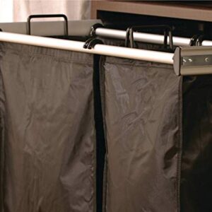 TAG Hardware Full Extension Pullout Laundry Hamper with Removable Bag(s) Matt Aluminum (30" Width - 1 removable large and 1 small bag)