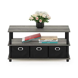 Furinno Turn-N-Tube Coffee Table, French Oak Grey/Black/Black