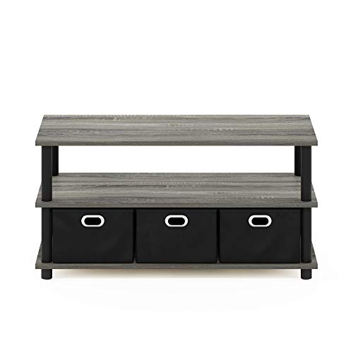 Furinno Turn-N-Tube Coffee Table, French Oak Grey/Black/Black