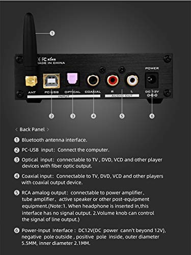 KGUSS FX-Audio DAC-X6 MKII Bluetooth 5.0 Digital Audio Decoder DAC 24-bit/192kHz USB/Coaxial/Optical Headphone Amp Mini HiFi Pre-Amplifier Black
