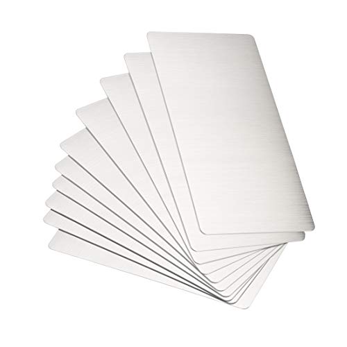 uxcell Blank Metal Card 100x50x0.4mm Brushed 201 Stainless Steel Plate for DIY Laser Printing Engraving Silver Tone 10 Pcs