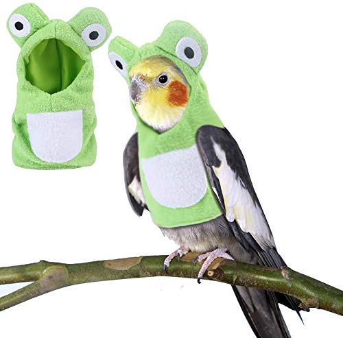 Bird Costume Bird Diaper Flight Suit Frog Shape Hoodie Bird Clothes Cosplay Photo Prop for Parrots African Greys Parakeet Cockatiel Sun Conure, Bird Hoodie Small Animals Apparel (M)