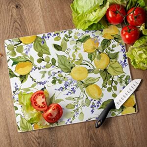 CounterArt Watercolor Lemons 3mm Heat Tolerant Tempered Glass Cutting Board 15” x 12” Manufactured in the USA Dishwasher Safe