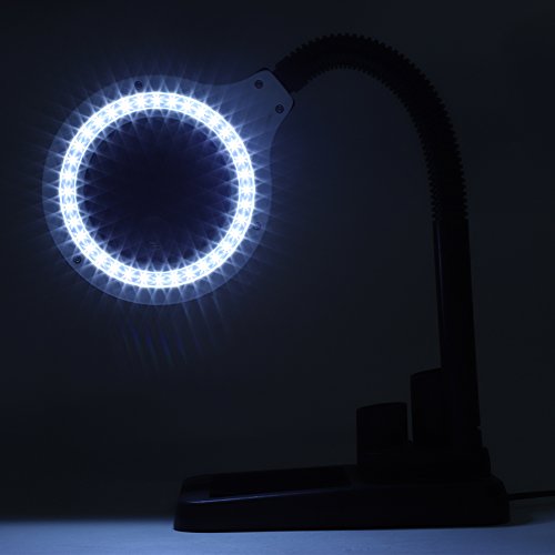 Magnifying Crafts Glass Desk Lamp 5X 10X Magnifier with 40 LED Lights Practical, 20 Times Than Normal Fluorescent Lamp, Adjustment Direction 360 Degrees
