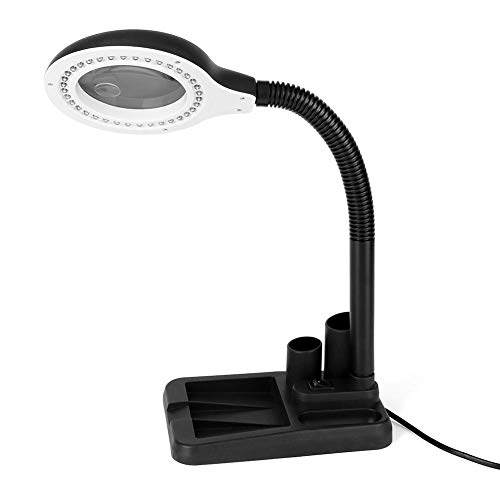 Magnifying Crafts Glass Desk Lamp 5X 10X Magnifier with 40 LED Lights Practical, 20 Times Than Normal Fluorescent Lamp, Adjustment Direction 360 Degrees
