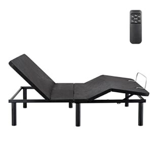 deep sleep enabling serenity adjustable bed frame full, head & foot incline, 7 adjustable positions, wireless remote, compact, zero gravity lounge bed, electric bed base, easy assembly - black