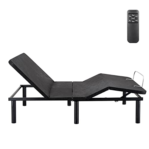 Deep Sleep Enabling Serenity Adjustable Bed Frame Full, Head & Foot Incline, 7 adjustable positions, Wireless Remote, Compact, Zero Gravity Lounge Bed, Electric Bed Base, Easy Assembly - Black