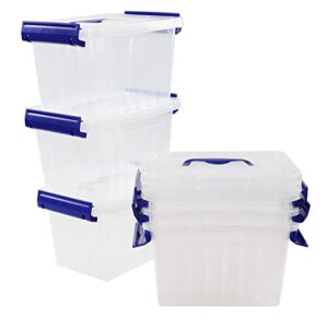 dynkona 6-pack 3 l small plastic storage box with lid, clear storage bins
