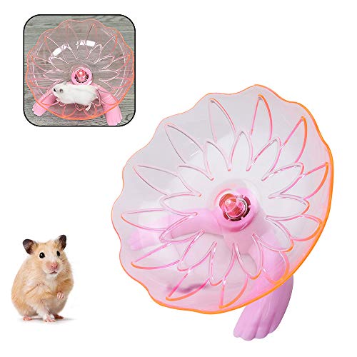 WishLotus Hamster Flying Saucer, Hamster Running Wheel Transparent Plastic Exercise Running Spinner Sports Wheel for Small Pet Like Hamster, Guinea Pig, Gerbils, Chinchillas (Pink)