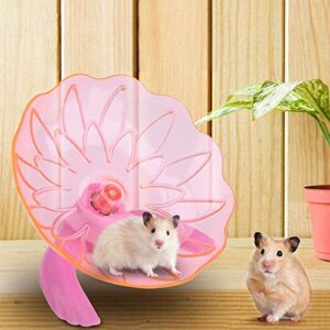 WishLotus Hamster Flying Saucer, Hamster Running Wheel Transparent Plastic Exercise Running Spinner Sports Wheel for Small Pet Like Hamster, Guinea Pig, Gerbils, Chinchillas (Pink)