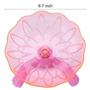 WishLotus Hamster Flying Saucer, Hamster Running Wheel Transparent Plastic Exercise Running Spinner Sports Wheel for Small Pet Like Hamster, Guinea Pig, Gerbils, Chinchillas (Pink)