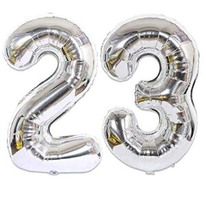 40 inch giant 23 number balloons jumbo silver number balloons foil helium balloons for festival birthday anniversary supplies home office decorations - silver 23