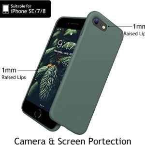 OuXul iPhone SE 2022 Case, iPhone SE 2020 Phone case, iPhone 7/8 case Liquid Silicone Gel Rubber Phone Case, iPhone SE/8/7 4.7" Full Body Slim Soft Microfiber Lining Protective Case(Forest Green)