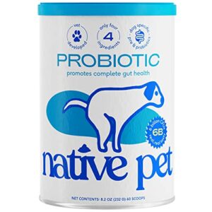 native pet probiotic for dogs - vet created probiotic powder for dogs for digestive issues - dog probiotic powder + prebiotic + bone broth - 232 gram 6 billion cfu- probiotics dogs will love! (8.2 oz)