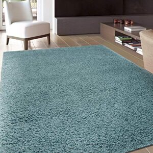 rugshop solid cozy plush shag area rug 5' x 7' blue
