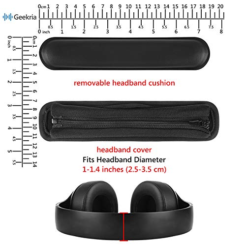 Geekria Hook and Loop Headband Cover + Headband Pad Set/Headband Protector with Zipper/DIY Installation No Tool Needed, Compatible with Bose Beats JBL ATH Hyperx Skullcandy Headphones (Black)