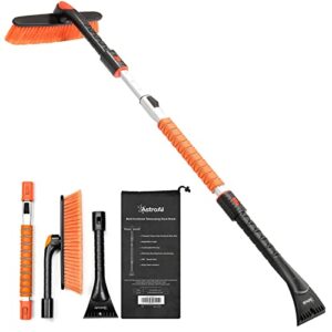 astroai 47.2" ice scraper and extendable snow brush for car windshield with foam grip and 360° pivoting brush head for christmas car auto truck suv(orange)