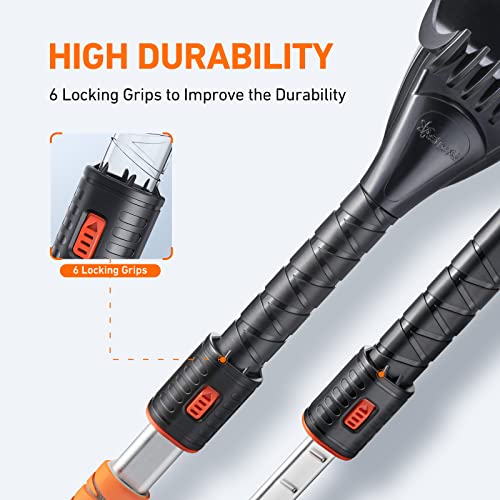 AstroAI 47.2" Ice Scraper and Extendable Snow Brush for Car Windshield with Foam Grip and 360° Pivoting Brush Head for Christmas Car Auto Truck SUV(Orange)